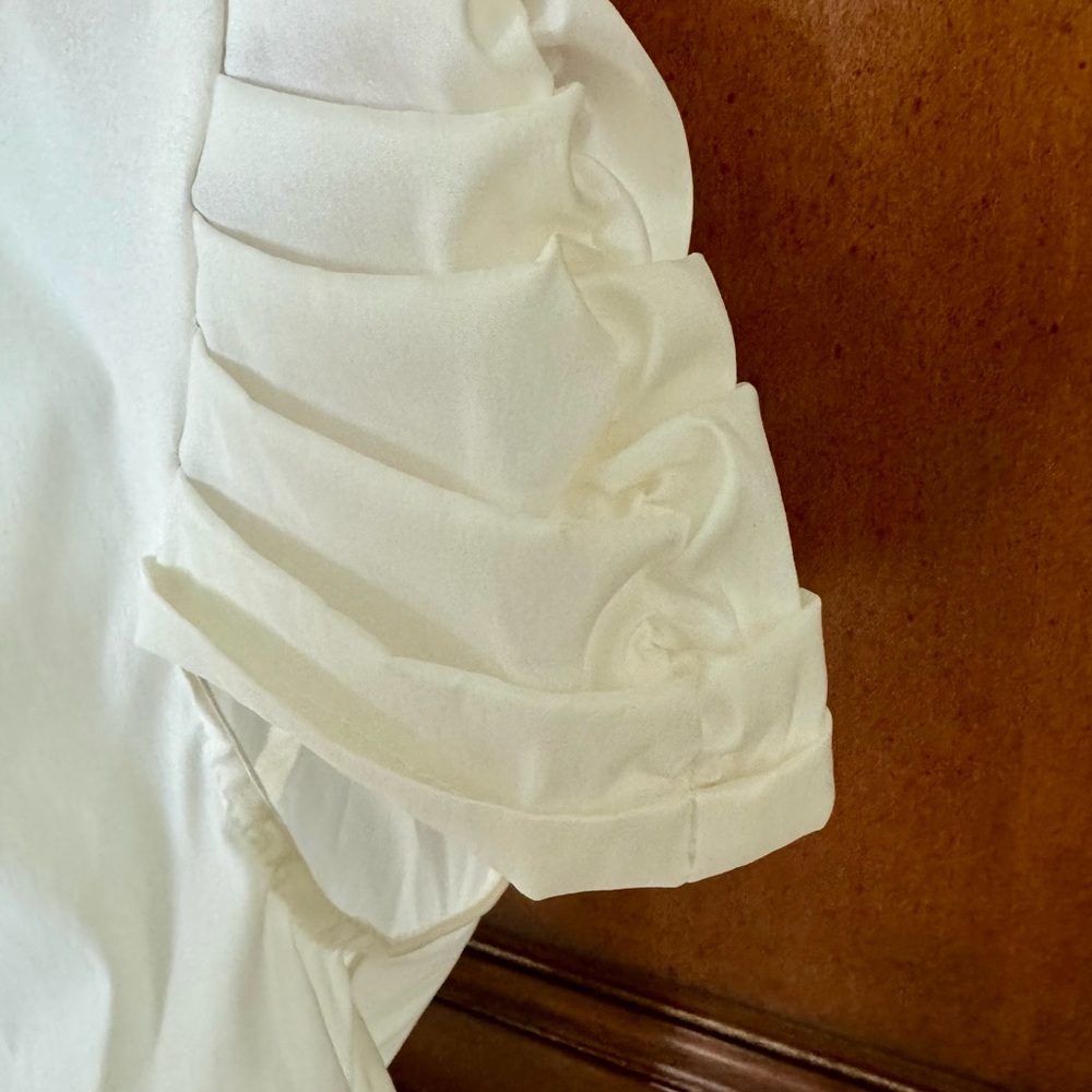 Joseph Ribkoff Ruched Short Sleeve Back Zip Blouse - Picture 2 of 6